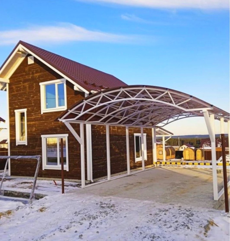 Арочный автонавес двойной с поликарбонатом